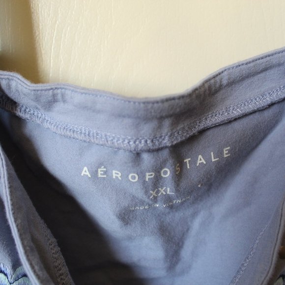 AEROPOSTALE BLUE EMBROIDERED FLORAL CROP TOP - Picture 3 of 3